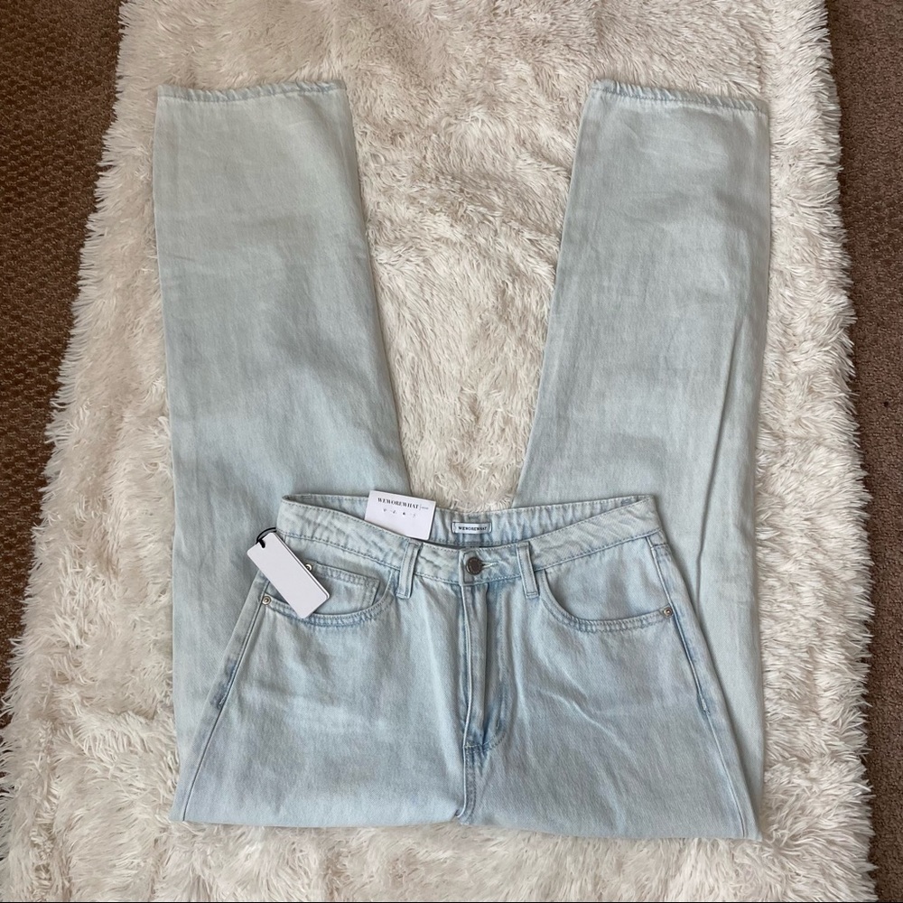 NWT WeWoreWhat Distressed Mid Rise Straight Light Wash Womens Jeans Y2K - Picture 6 of 10